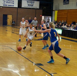 Kendra Kagiliery finds some breathing space has she drives to the hoop against Eastern Maine Community College. Kendra and the Lady Seawolves defeated EMCC in Saturday’s action and then faced CCRI on Sunday. Kendra finished the game with 12 points, 2 of which were 3 pointers.