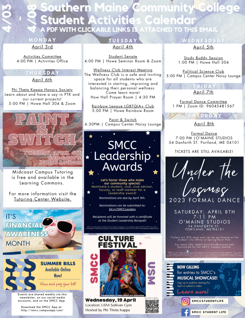 Events this week: Wellness Club, Paint & Switch, Formal Dance & More!